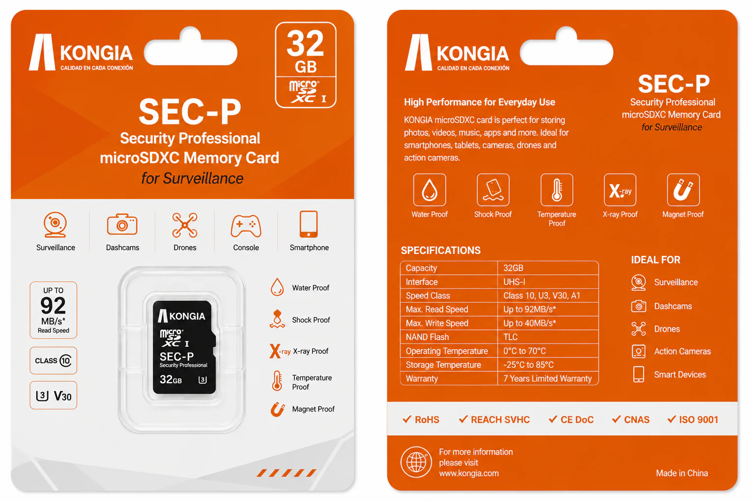 Class 10/U3/V30/A1 Security Professional — Tarjeta microSD para Videovigilancia 32GB