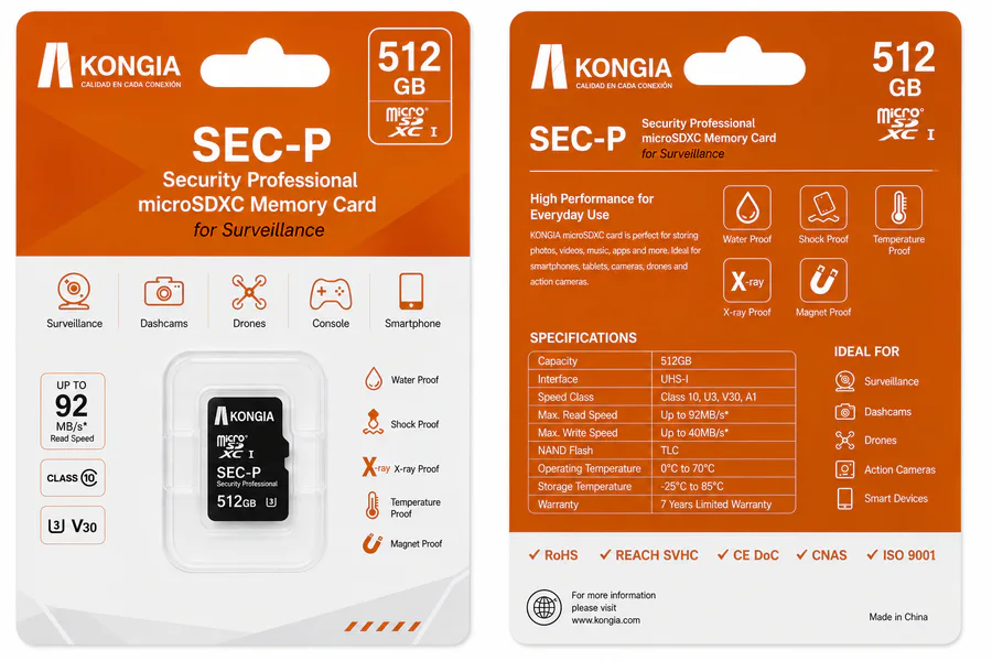 Class 10/U3/V30/A1 Security Professional — Tarjeta microSD de Alta Resistencia para CCTV 512GB