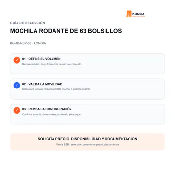 Guía de selección — Mochila Rodante Profesional para Herramientas de 63 Bolsillos — KG-TB-RBP-63