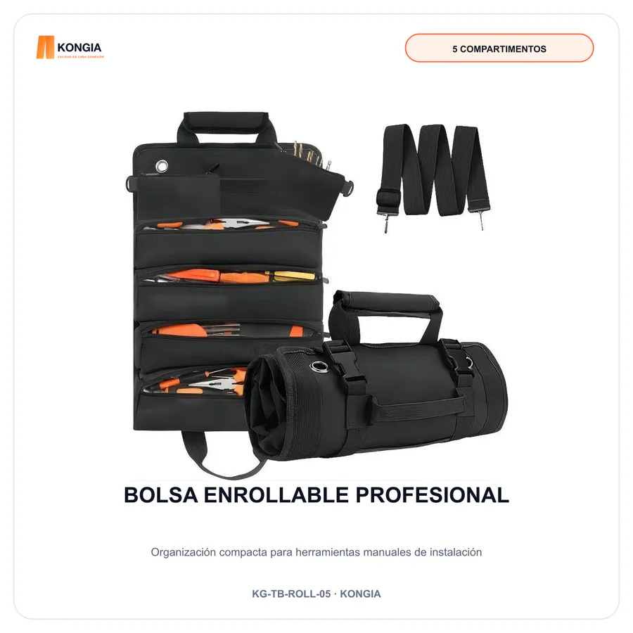 Bolsa Enrollable Profesional de 5 Compartimentos