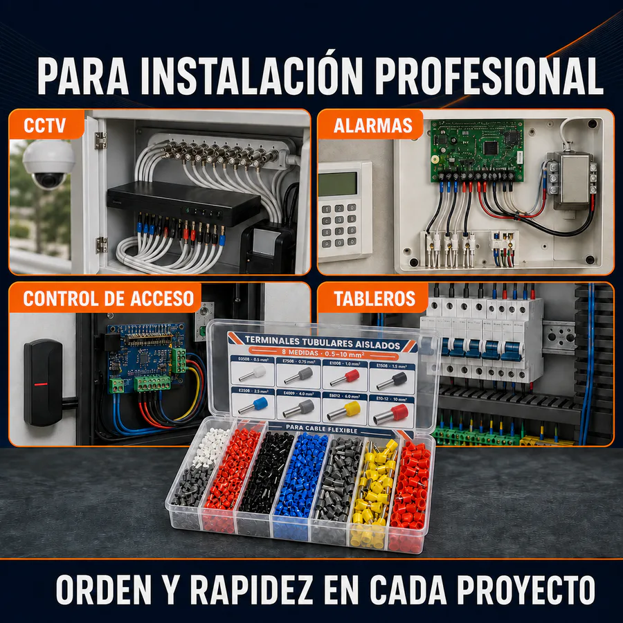 Escenarios de uso - Kit de Terminales Tubulares Aislados, 8 Medidas, 0.5–10 mm², 1300 Piezas