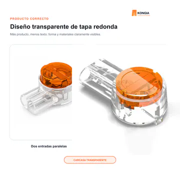 Producto correcto y detalles visibles de construcción — Conector IDC UY2 con Gel para 2 Conductores, 26–19 AWG, 100 Piezas — KG-TERM-UY2-100