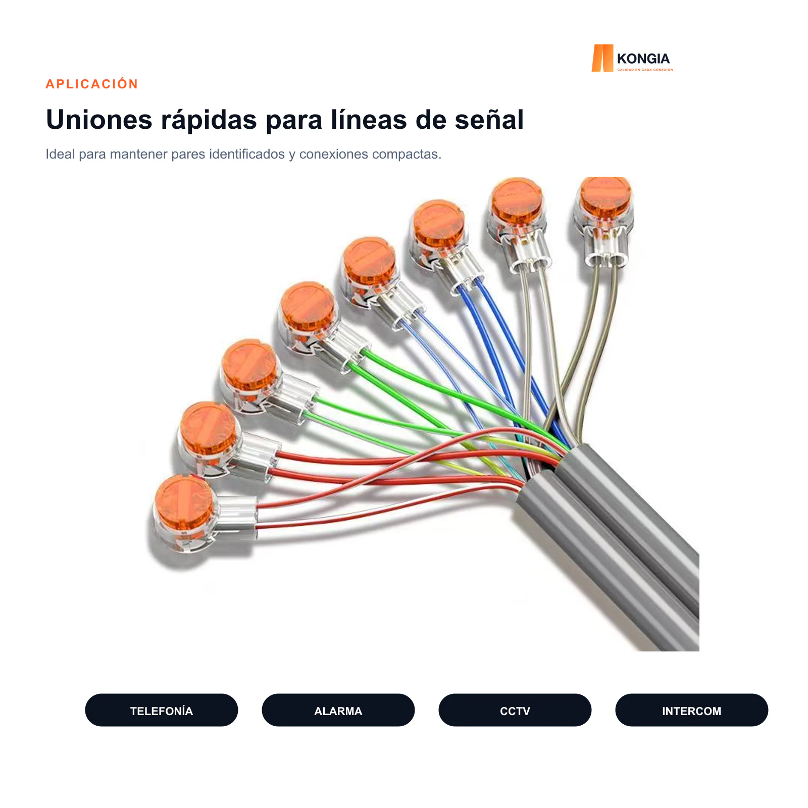Conector IDC UY2 con Gel para 2 Conductores, 26–19 AWG, 100 Piezas