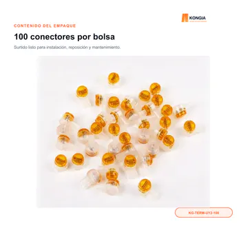 Presentación comercial de 100 piezas — Conector IDC UY2 con Gel para 2 Conductores, 26–19 AWG, 100 Piezas — KG-TERM-UY2-100