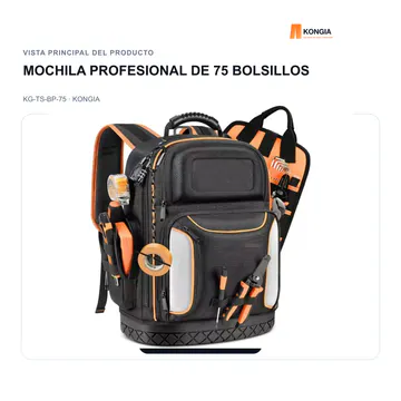 Vista general del producto — Mochila Profesional para Herramientas de 75 Bolsillos — KG-TS-BP-75
