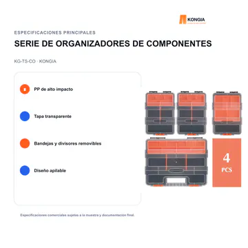 Especificaciones principales — Serie Profesional de Organizadores de Componentes — KG-TS-CO