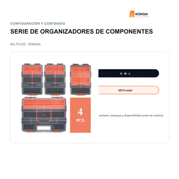 Configuración y contenido — Serie Profesional de Organizadores de Componentes — KG-TS-CO