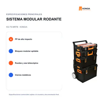 Especificaciones principales — Sistema Modular Rodante de Cajas para Herramientas — KG-TS-MRTB