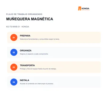 Flujo de trabajo organizado — Muñequera Magnética Profesional para Instaladores — KG-TS-MWB-01