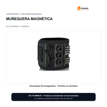 Contenido y uso responsable — Muñequera Magnética Profesional para Instaladores — KG-TS-MWB-01