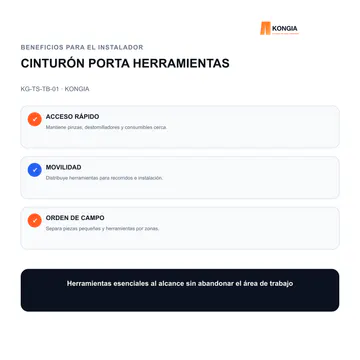 Beneficios para el instalador — Cinturón Porta Herramientas Profesional para Instaladores — KG-TS-TB-01