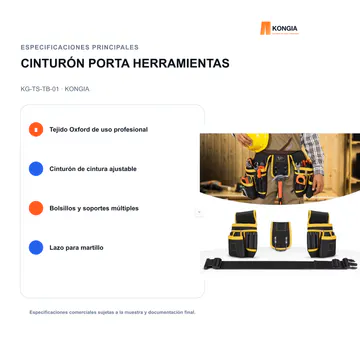 Especificaciones principales — Cinturón Porta Herramientas Profesional para Instaladores — KG-TS-TB-01