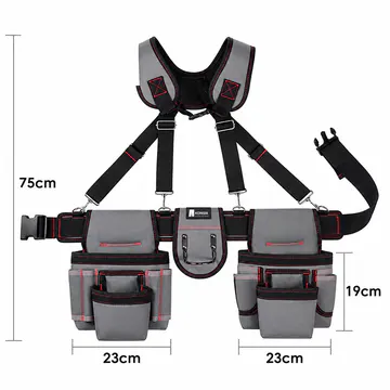 Dimensiones del conjunto extendido: 75 cm; bolsas de 23 cm y cota de 19 cm