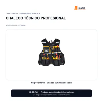 Contenido y uso responsable — Chaleco Técnico Profesional Multibolsillo para Instaladores — KG-TS-TV-01