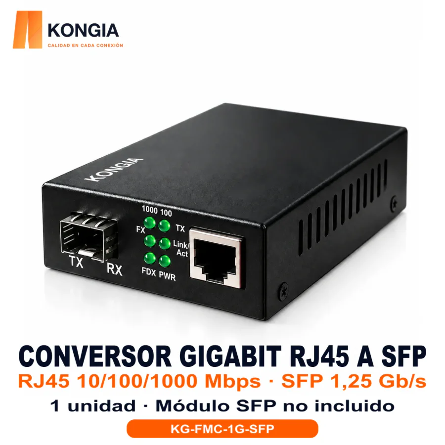 Conversor de medios Gigabit RJ45 a SFP