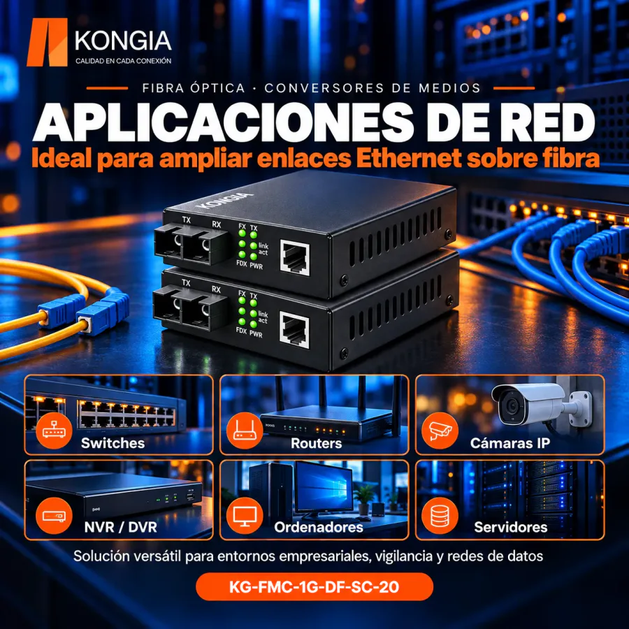 Escenarios de uso - Conversor Gigabit monomodo de doble fibra SC, 20 km — 1 unidad