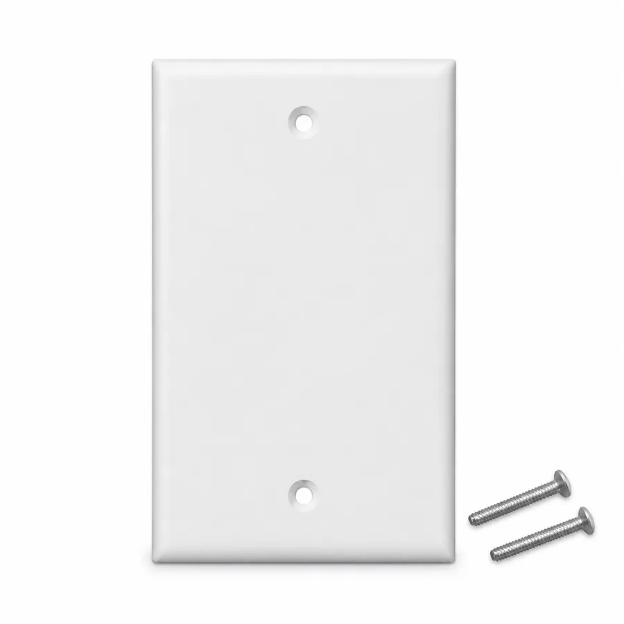 Placa Ciega Blanca 1-Gang con Tornillos de Montaje