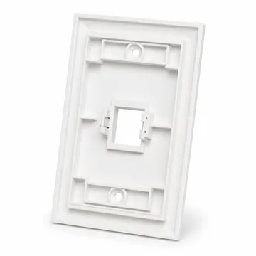 Placa de Pared Keystone con identificación individual, 1 Puerto, Blanco — vista posterior con 1 marco y clip de retención Keystone