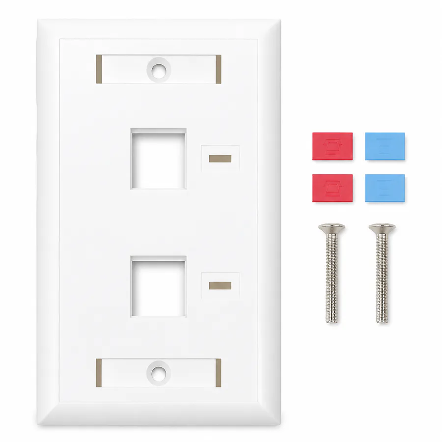 Placa de Pared Keystone con identificación individual, 2 Puertos, Blanco