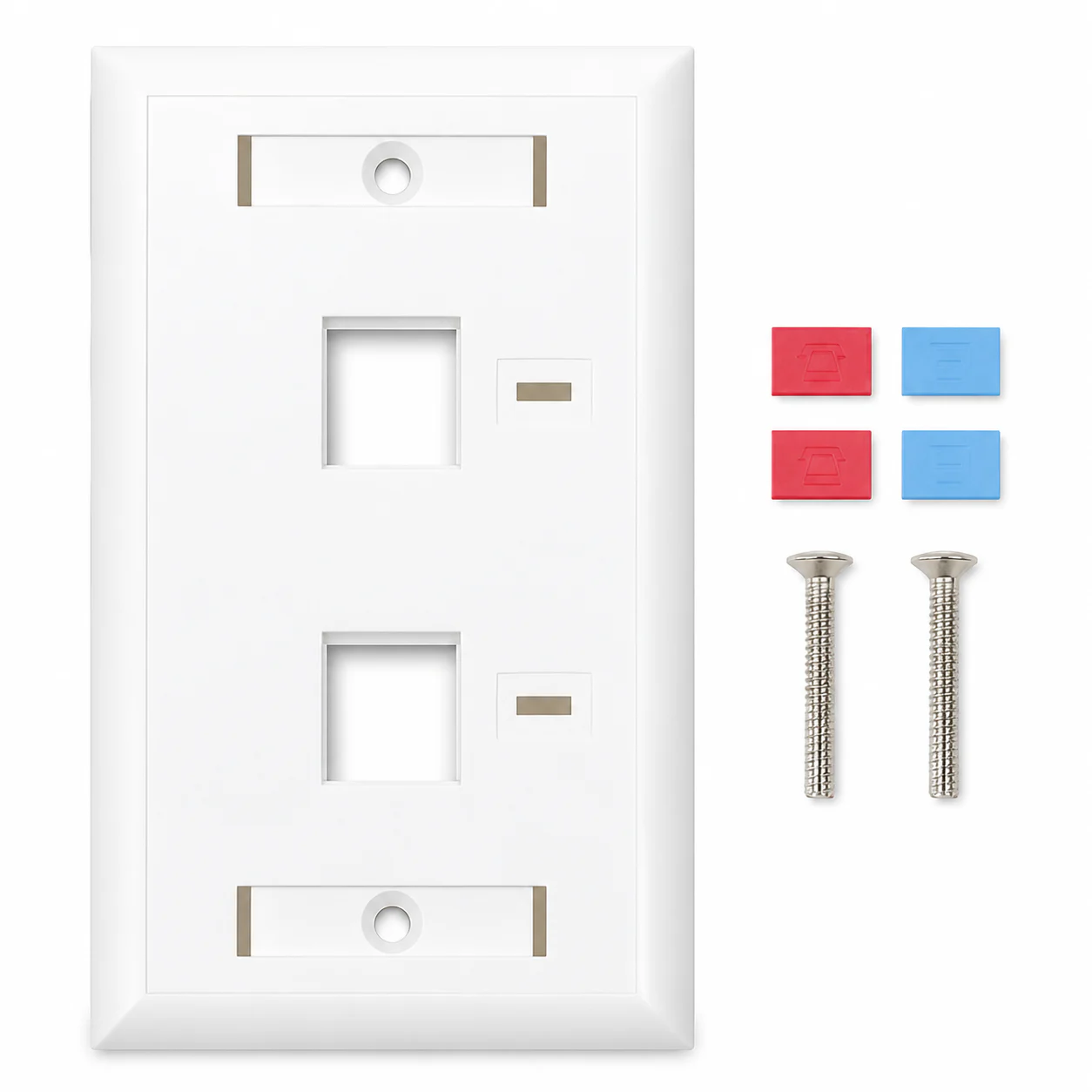 Placa de Pared Keystone con identificación individual, 2 Puertos, Blanco