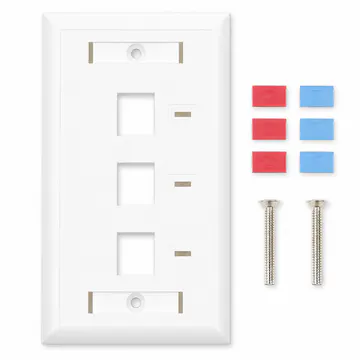 Placa de Pared Keystone con identificación individual, 3 Puertos, Blanco — vista principal
