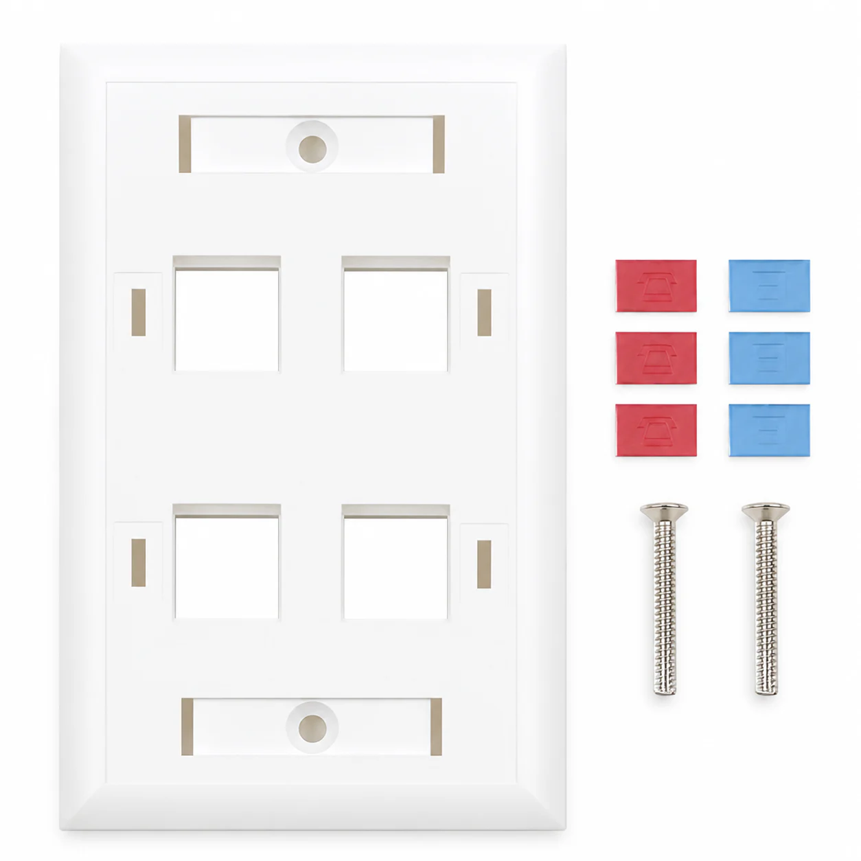 Placa de Pared Keystone con identificación individual, 4 Puertos, Blanco