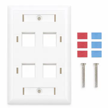 Placa de Pared Keystone con identificación individual, 4 Puertos, Blanco — vista principal