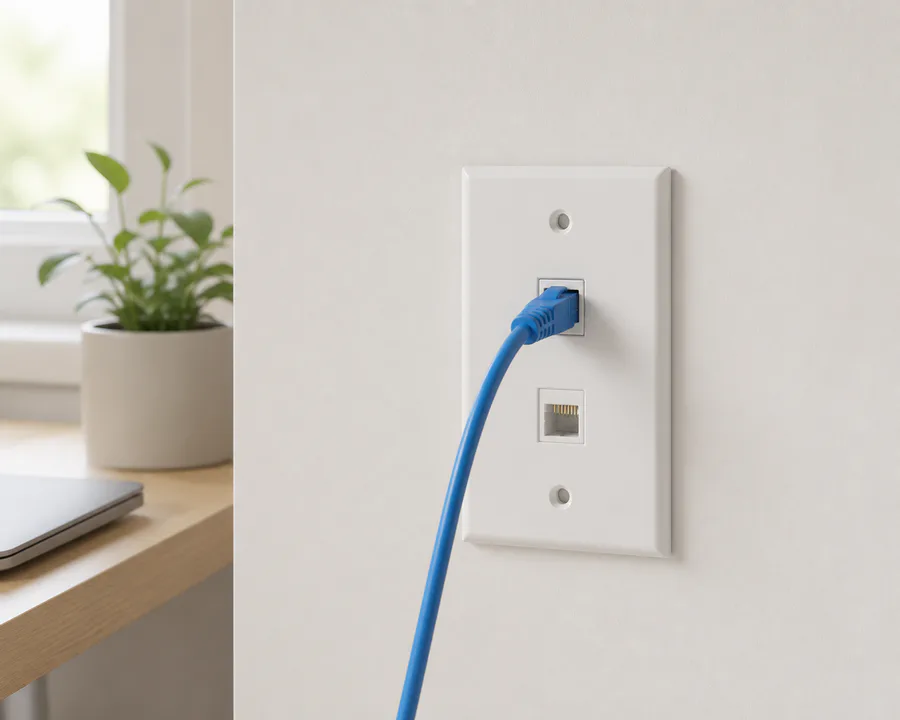 Escenarios de uso - Placa de Pared Keystone básica sin etiqueta, 3 Puertos, Blanco