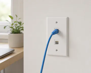 Placa Keystone básica KONGIA instalada en una oficina doméstica — 3 Puertos