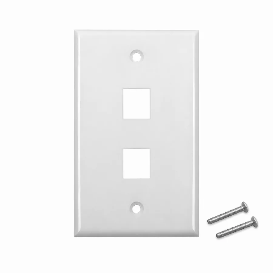 Placa de Pared Keystone básica sin etiqueta, 2 Puertos, Blanco