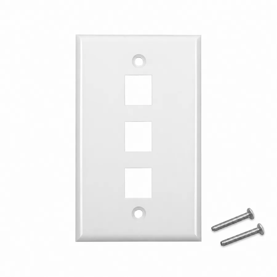Placa de Pared Keystone básica sin etiqueta, 3 Puertos, Blanco