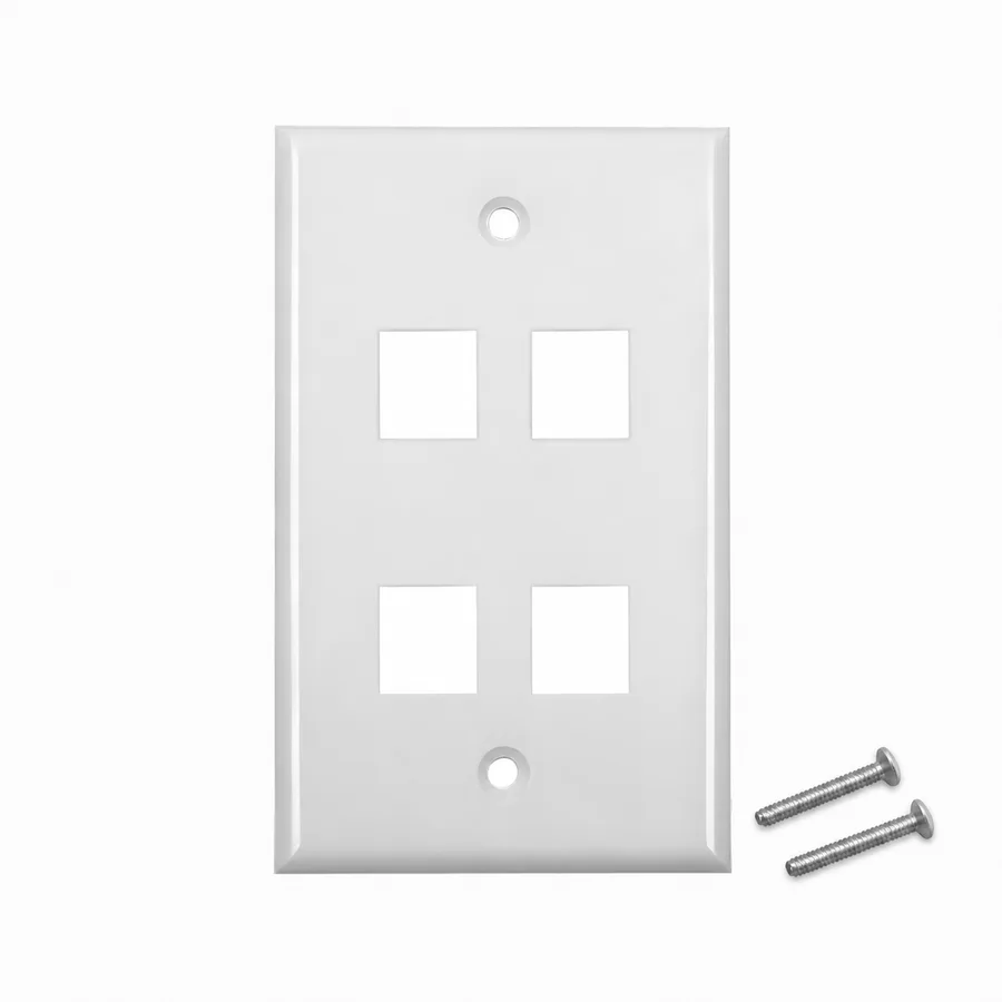 Placa de Pared Keystone básica sin etiqueta, 4 Puertos, Blanco