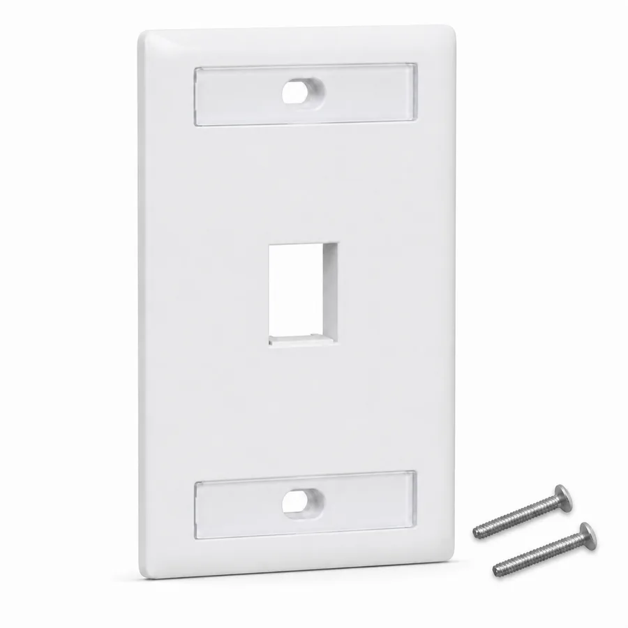 Placa de Pared Keystone profesional con doble etiquetero, 1 Puerto, Blanco