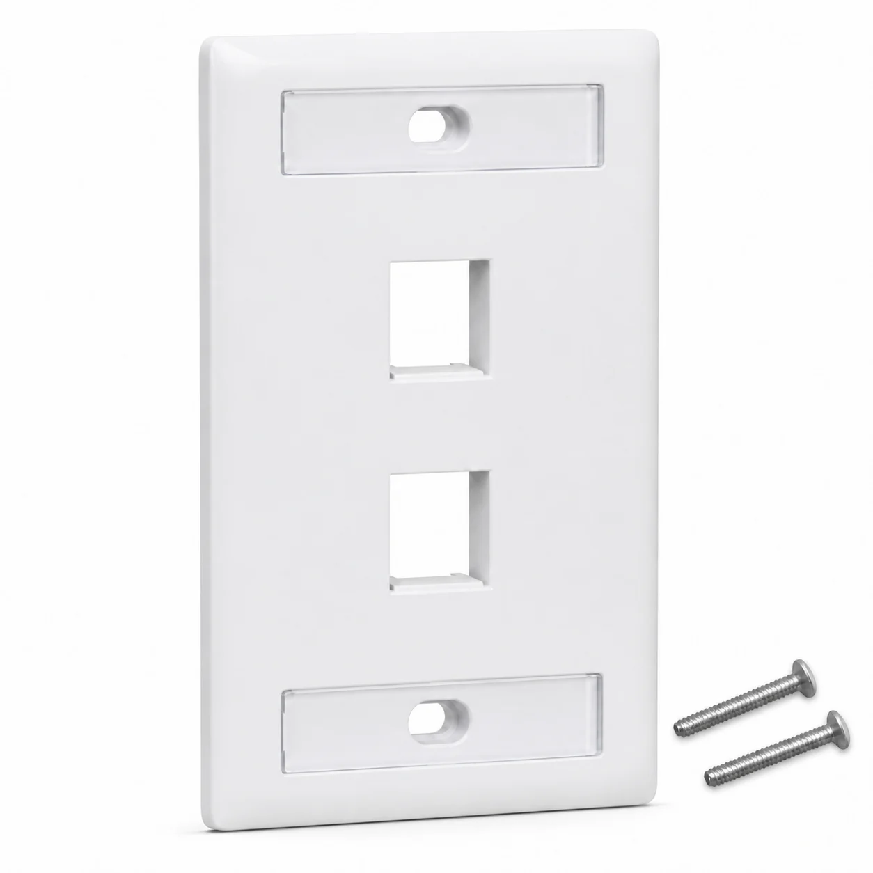 Placa de Pared Keystone profesional con doble etiquetero, 2 Puertos, Blanco